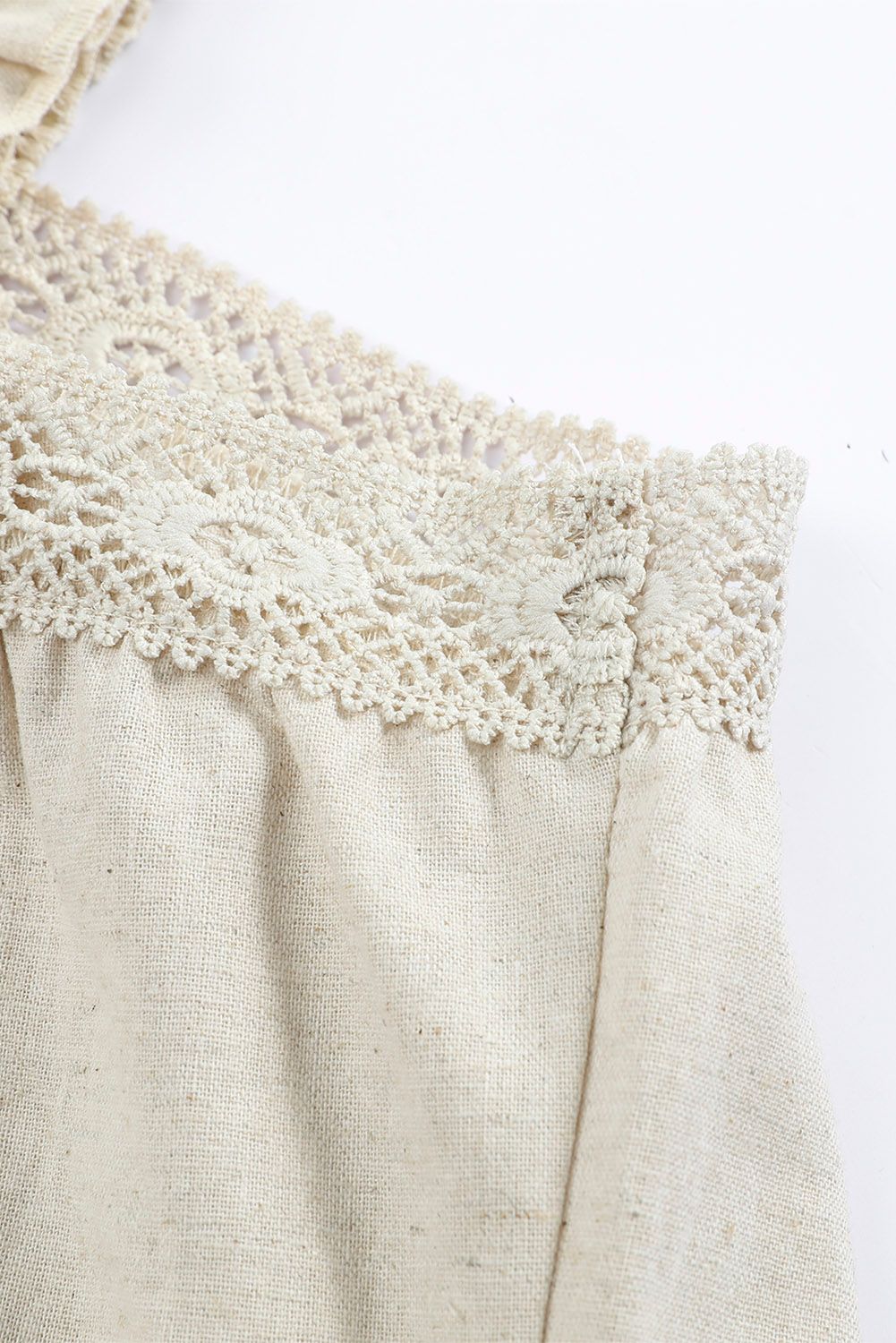 Ruffle Boho Blouse with Guipure Lace Trim - Feminine Style | Opulent Vibe