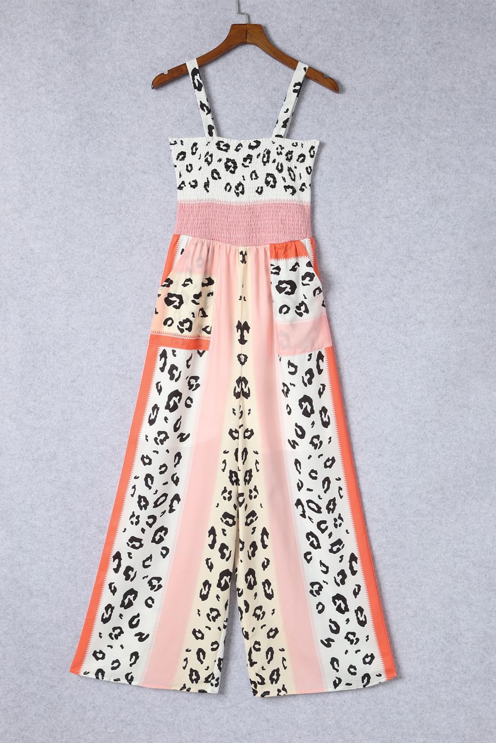 Pink Leopard Color Block Jumpsuit - Boho One-Piece with Pockets | Opulent Vibe