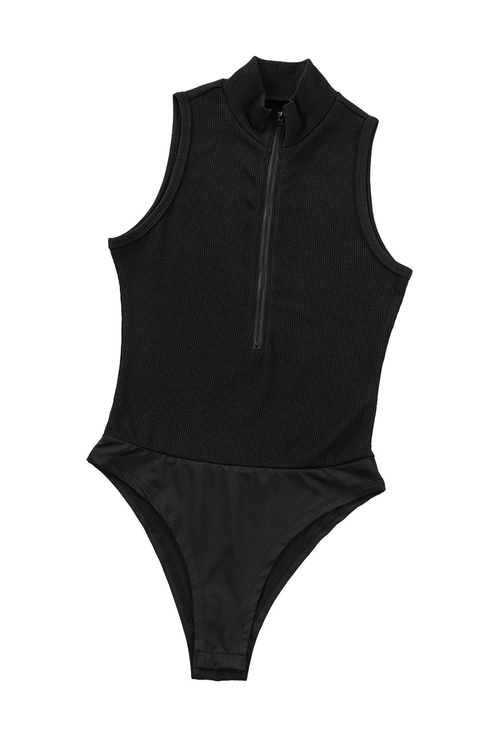 Mock Neck Zip Bodysuit - Sleeveless Boho Layering Essential | Opulent Vibe