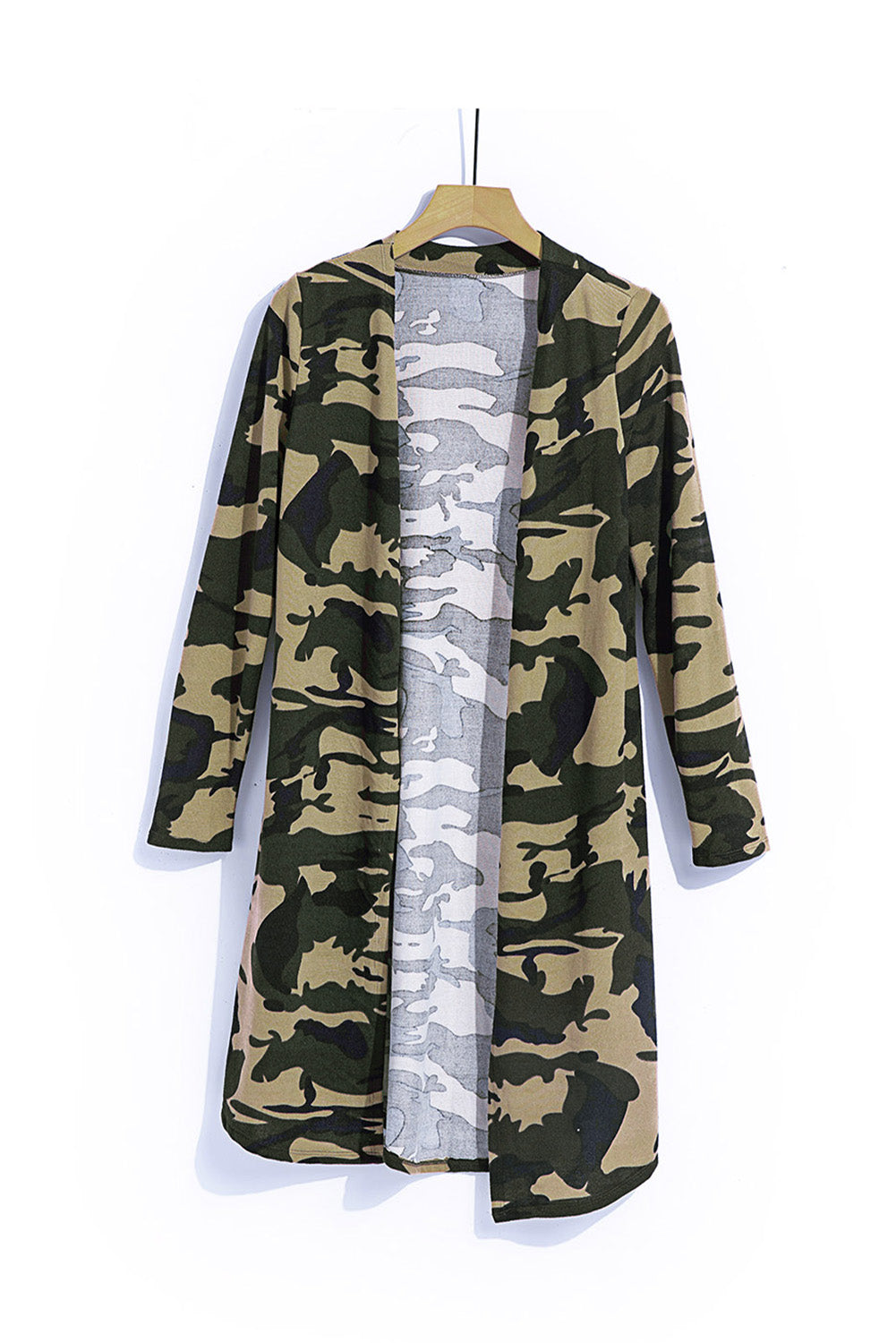 Green Camo Boho Cardigan - Lightweight Layering Piece | Opulent Vibe