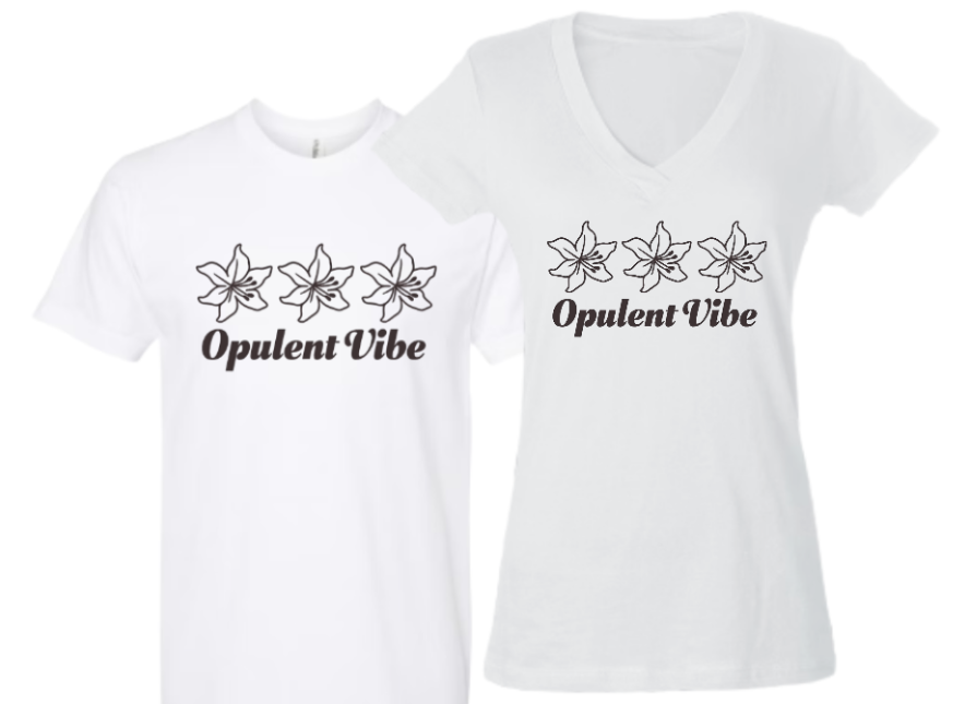 Opulent Vibe Signature Floral Logo Tee – White | Opulent Vibe