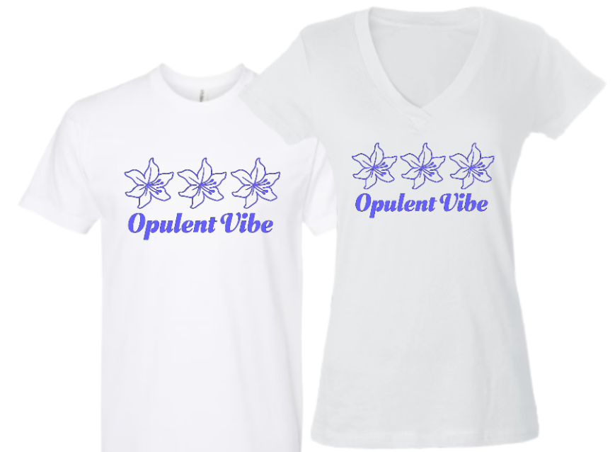 Opulent Vibe Signature Floral Logo Tee – White | Opulent Vibe