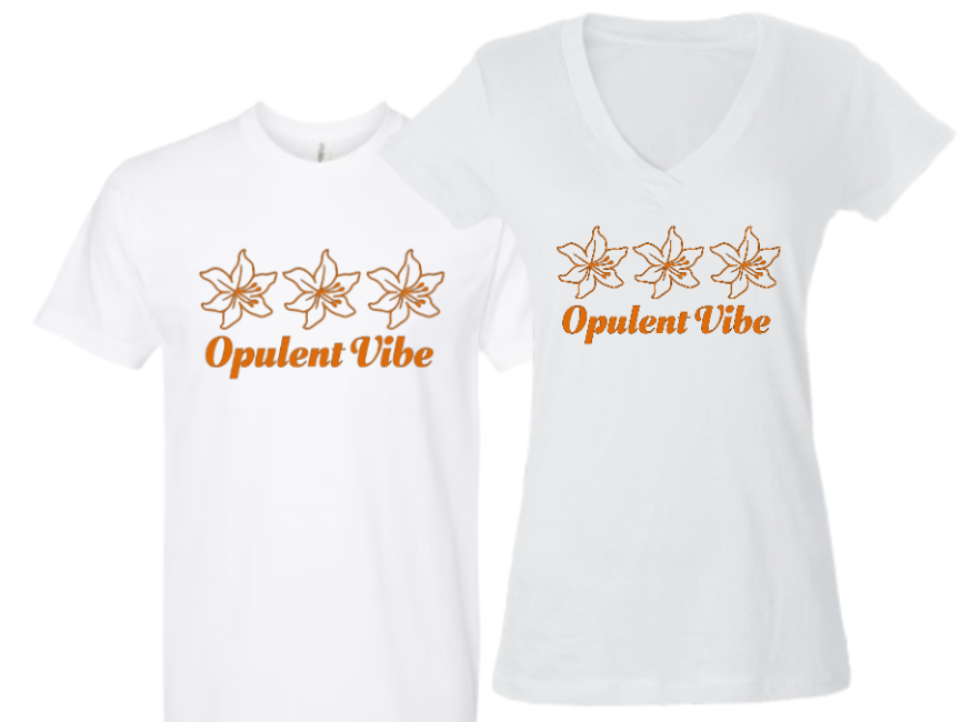 Opulent Vibe Signature Floral Logo Tee – White | Opulent Vibe
