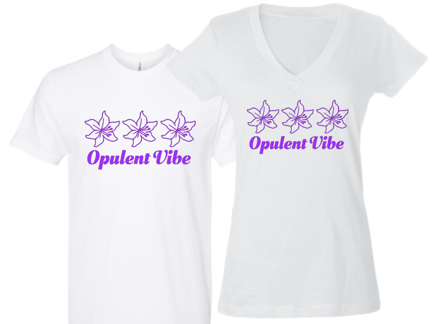 Opulent Vibe Signature Floral Logo Tee – White | Opulent Vibe