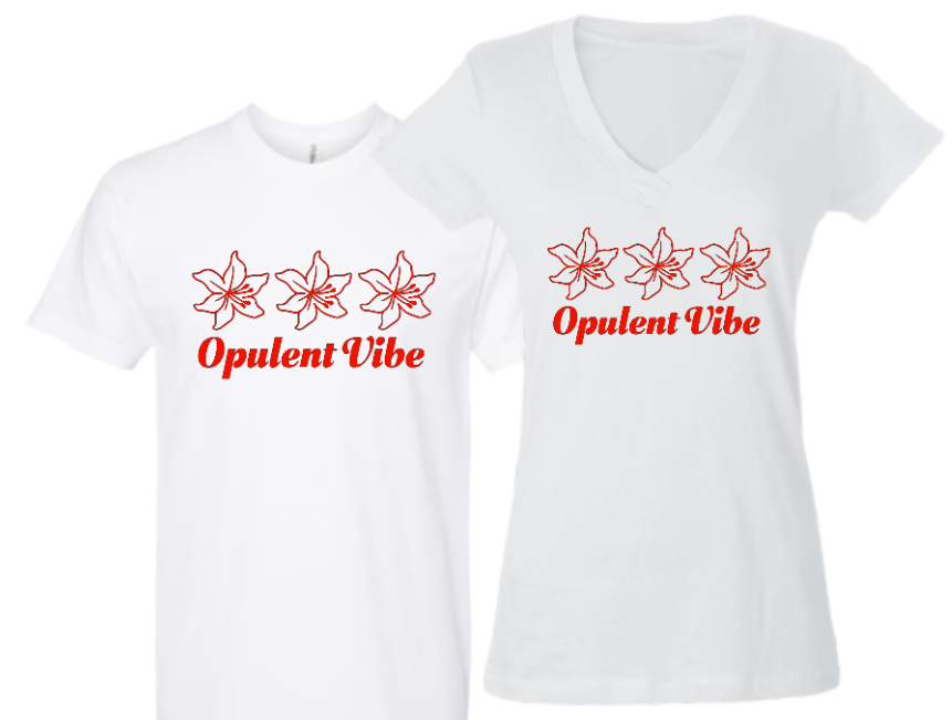 Opulent Vibe Signature Floral Logo Tee – White | Opulent Vibe