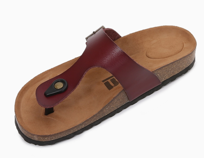 MM Dark Red Women Soft Cork Flip Flops