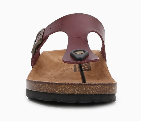MM Dark Red Women Soft Cork Flip Flops
