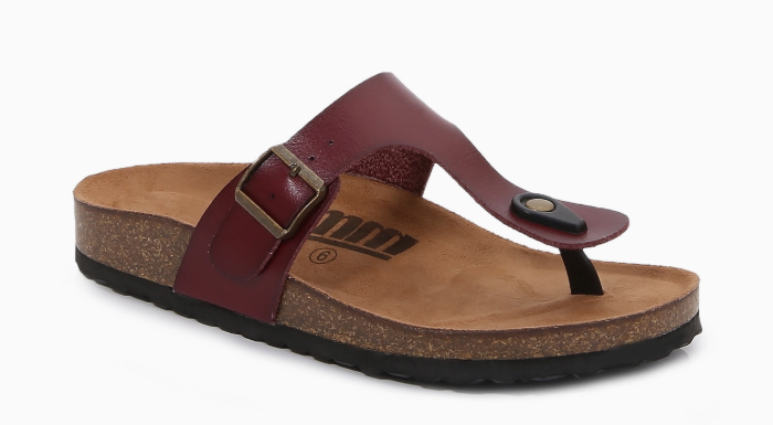 MM Dark Red Women Soft Cork Flip Flops