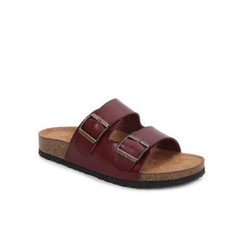 MM Dark Red Soft Cork Double Strap Sandals