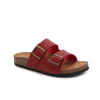 MM Red Soft Cork Double-Strap Sandals