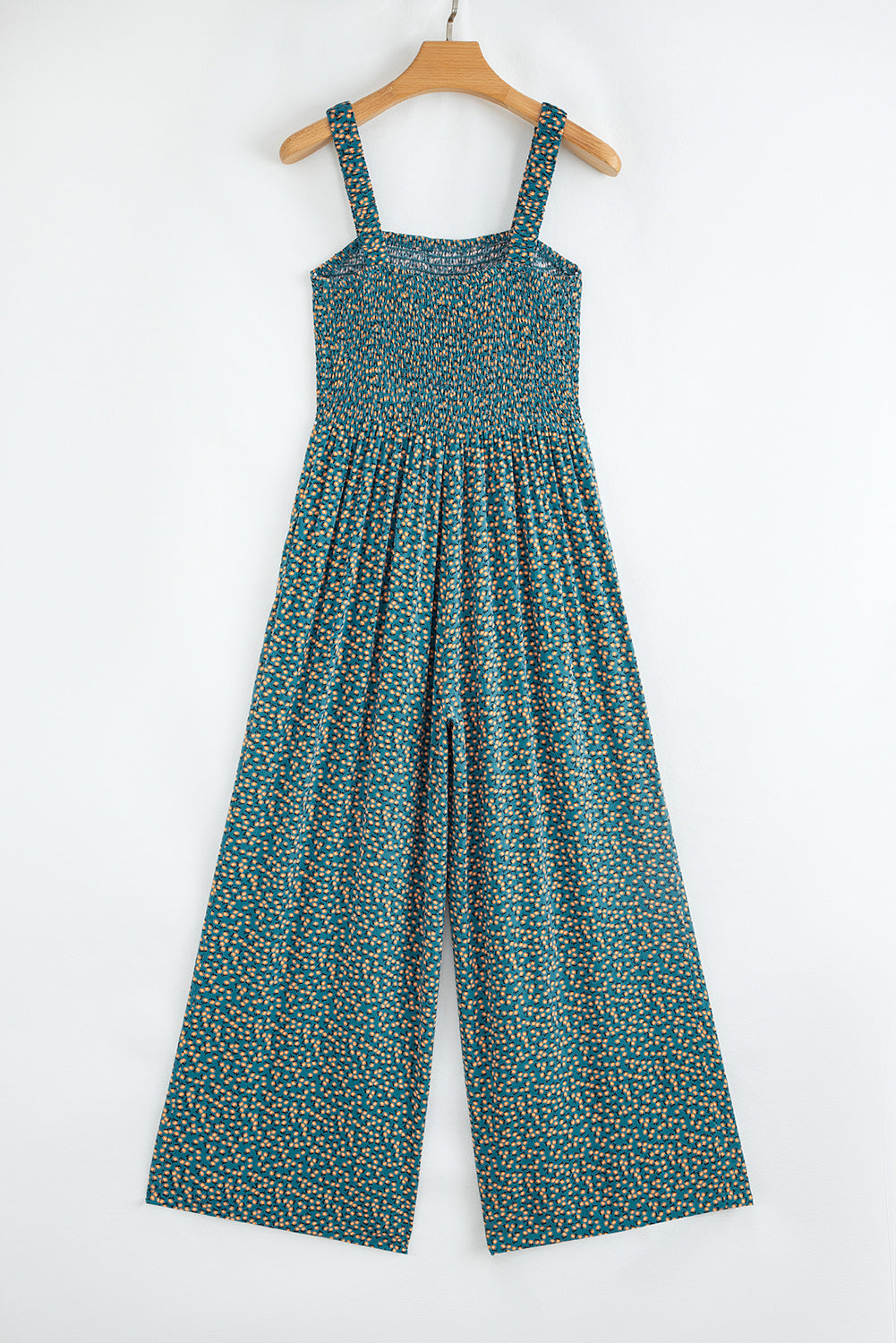 Floral Smocked Jumpsuit – Square Neck & High Waist | Opulent Vibe