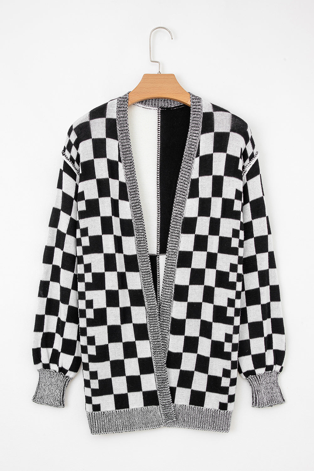 Orange Checkered Drop Shoulder Cardigan | Opulent Vibe