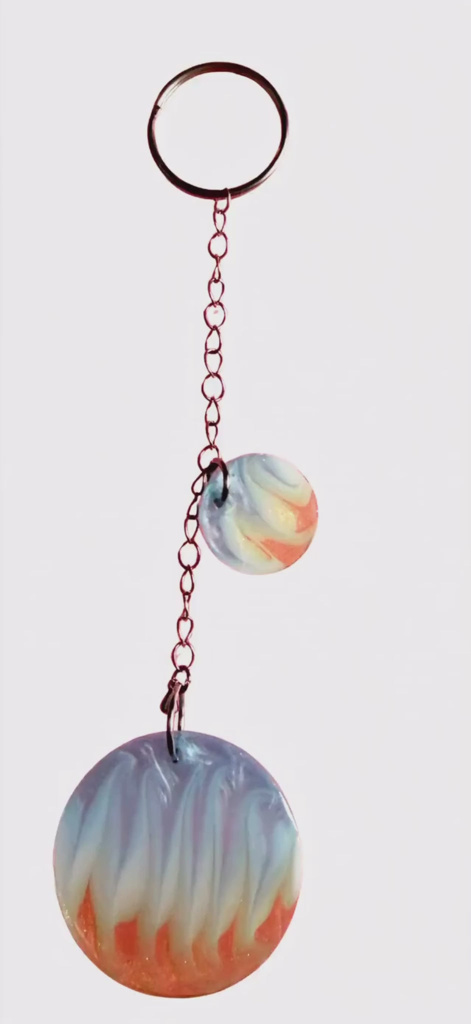 Iridescent Flow Vein Double Disc Keychain - Blue